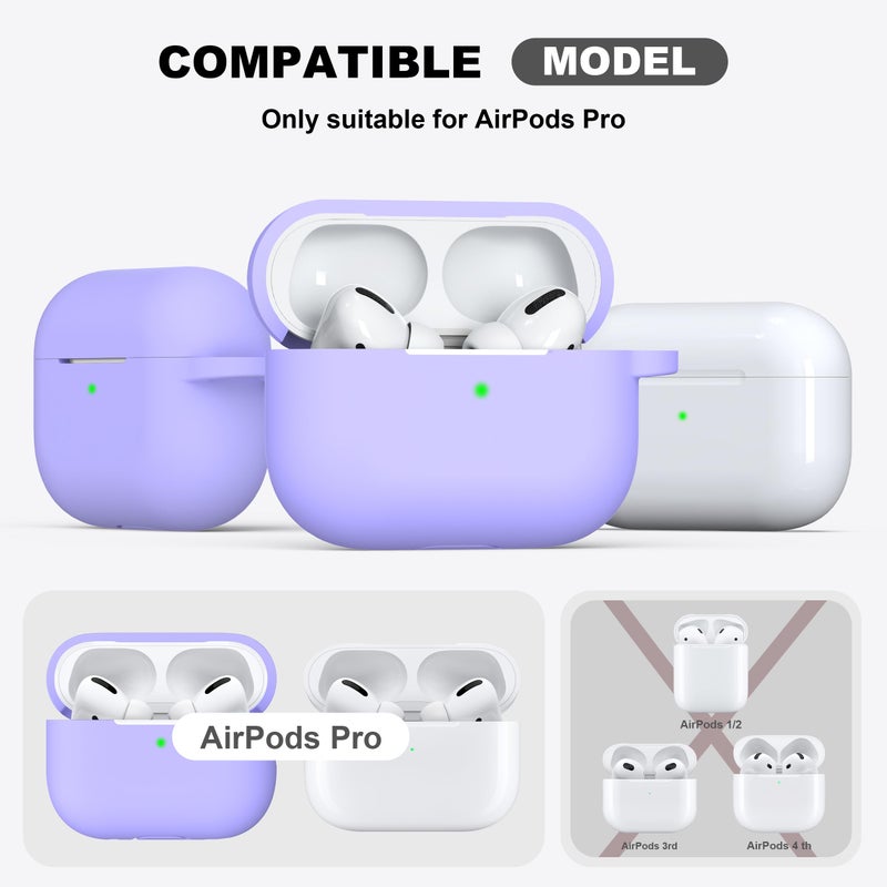 R-fun for AirPods Pro 2nd/1st Generation Case with Cleaner Kit,Soft Silicone Protective Case Cover for Apple AirPod Pro 2/1 for Women Men,AirPods Pro Case Accessories with Keychain,Lilac - Image 4